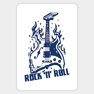 rock n roll flame guitar Magnet